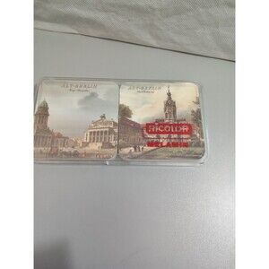 Vintage Schuberth Tamat Serie Alt Berlin Germany Cork Back Tray & 6 Coasters